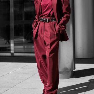 The Frankie shop Burgundy pleated trousers women pants suit red pants for women